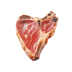 Watercolor-style T-bone steak, isolated on a white background, soft and visually appealing. PNG