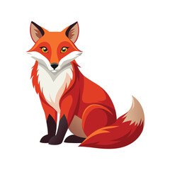 Obraz premium A cute red fox cartoon vector illustration, capturing its wild spirit with a bushy tail and playful design, like a mix of a dog and a cat in the forest