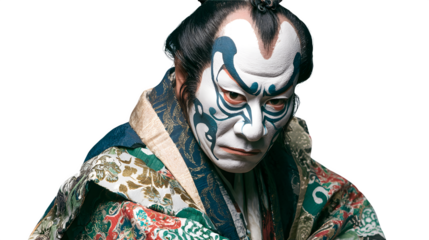 Kabuki Actor Portrait, isolated on transparent background