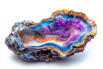 An abstract colorful oyster, isolate on white background, featuring bold strokes and dynamic forms.