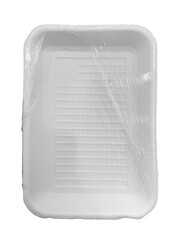 foam tray with wrapping plastic for food package
