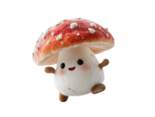 A charming mushroom character, brought to life with a cute expression and lively pose