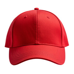 Plain Red Baseball Cap Front View Mockup, Isolated on Transparent Background