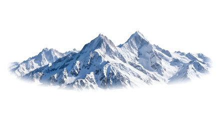 Majestic Snow-Capped Mountains, Isolated on Transparent Background