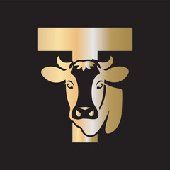 Initial Caw Logo combine with letter T vector template