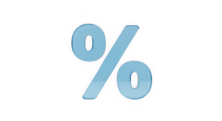 Percentage Symbol: A close-up shot of a clean and modern, glass-like percentage symbol on display.