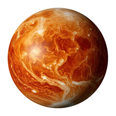 Globe of red unknown planet isolated on transparent background. Rocky red planet covered with craters in png format.