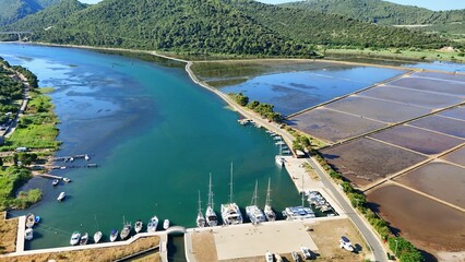Solana Ston, Salt was mined in this area already in Roman times, a town on the Pelješac peninsula, Dalmatia, Croatia, Europe, 