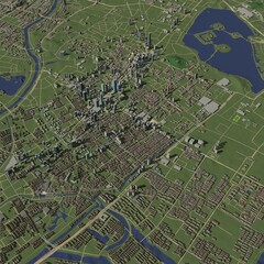 3D illustration of city and urban in Nanjing China