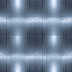 Futuristic Metal Panel Texture, Seamless Sci-Fi Spaceship Wall