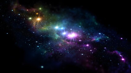 Fototapeta premium Cosmic Nebula: Vibrant Purple, Teal, and Gold Galactic Background