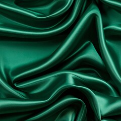 Emerald Green Silk Texture with Soft Waves, Shiny Seamless Pattern