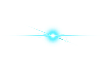Bright light flare with cyan glow isolated on transparent background