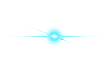 Bright light flare with cyan glow isolated on transparent background