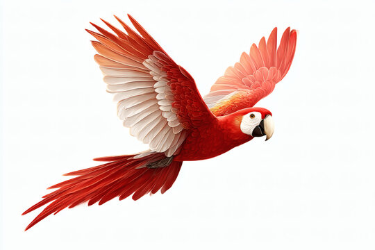 Red Macaw Flying  Tropical Bird  Wildlife.