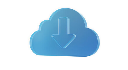 Cloud Download Icon: A clean and contemporary graphic depicting a cloud with a downward-pointing arrow, symbolizes data transfer and information access. The crisp design highlights efficiency.