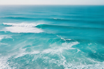 Fototapeta premium Turquoise Ocean Waves Beautiful Aerial Seascape Tranquil Coastline