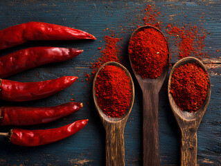 red hot chili peppers on wooden spoon