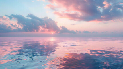 Pink Sunset over Calm Sea.