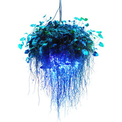 glowing fantasy tropical vines with bioluminescent flowers