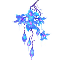 glowing fantasy tropical vines with bioluminescent flowers