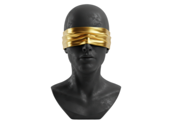 Isolated Blindfolded Bust Statue Covered with Gold