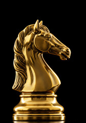 Polished Gold Chess Knight Head, Exquisite Detail