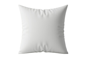 A pristine white square pillow rests softly on a transparent background