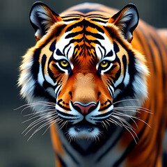 Modern background of tiger with geometric overlay and rich textures, clear focus 