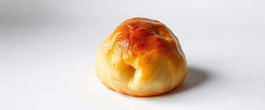 Golden-brown hotteok dough, puffy and slightly crispy, isolated on white,   honey,  asian food