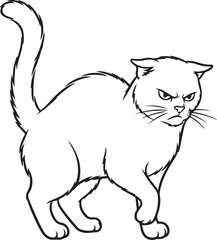 Cute black and white feline cartoon vector illustration