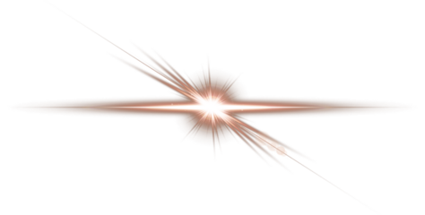 Copper starburst lens flare with light rays, transparent background