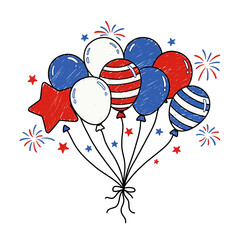 Patriotic Celebration: Balloons and Fireworks for American Holidays