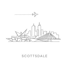 Obraz premium Scottsdale Skyline with Arizona, Plane, and Vector.