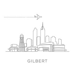 Obraz premium Gilbert Skyline Arizona Cityscape Outline Airplane.