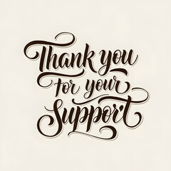 Elegant Thank You for Your Support Calligraphy Design