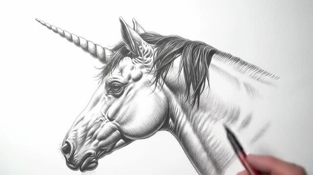 Graphite unicorn drawing