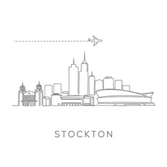 Obraz premium Stockton Skyline Minimalist Line Art with California.