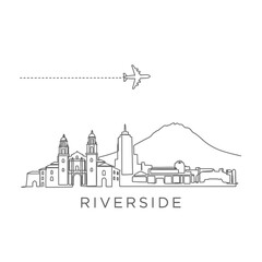 Obraz premium Riverside City Skyline Plane vector icon.