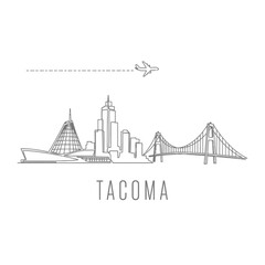 Obraz premium Tacoma skyline Washington state vector.