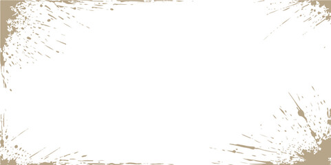 Grunge grass border with floral ink splatter texture illustration