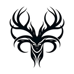 An icon of a ritualistic headdress made from large deer antlers. The icon is symmetrical, with the bold, curving black shapes of the antlers rising like a crown from an unseen head.