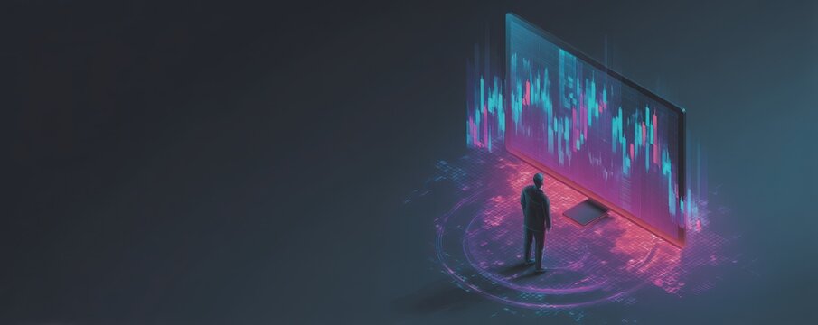 Business analytics illustration with virtual chart and futuristic data visualization