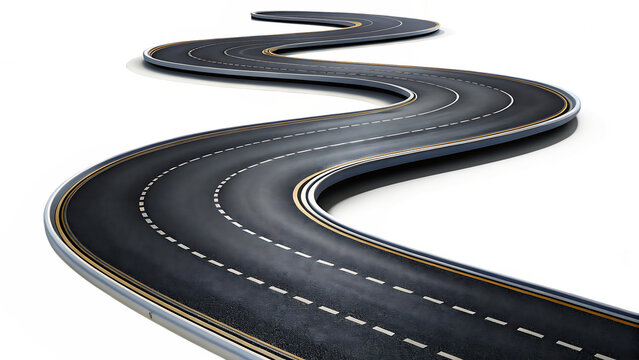 twisty road isolated on white background, png, ai generated.