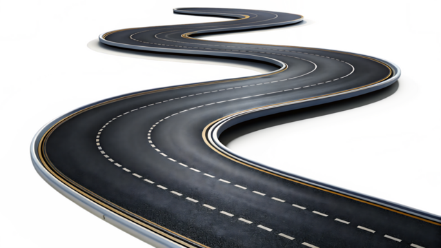 twisty road isolated on white background, png, ai generated.
