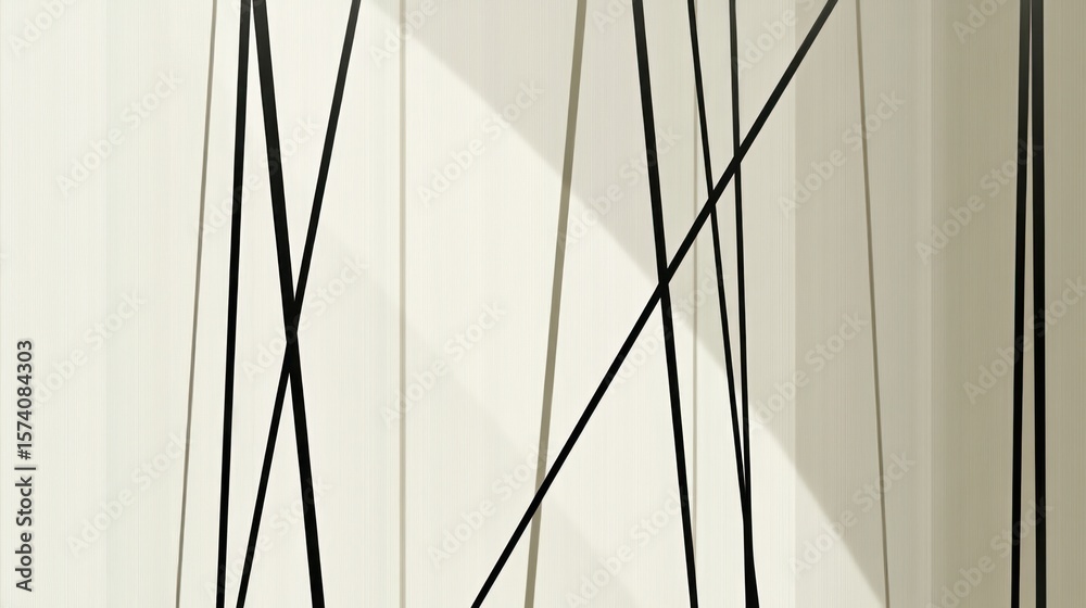 Poster minimalist abstract composition with lines and shadows on textured background