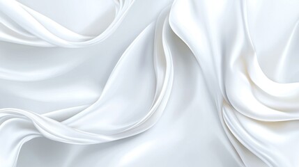 Obraz premium Elegant White Silk Fabric with Soft Draping Folds and Subtle Shadows