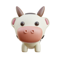 black and white cow  3d icon cute illustration