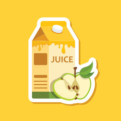 Apple juice paper sticker in bottle icon in flat style. Fresh fruit drink vector illustration on isolated background. Healthy food sign business concept.