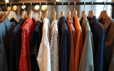 A stylish rack showcasing a variety of elegant clothing options. High quality